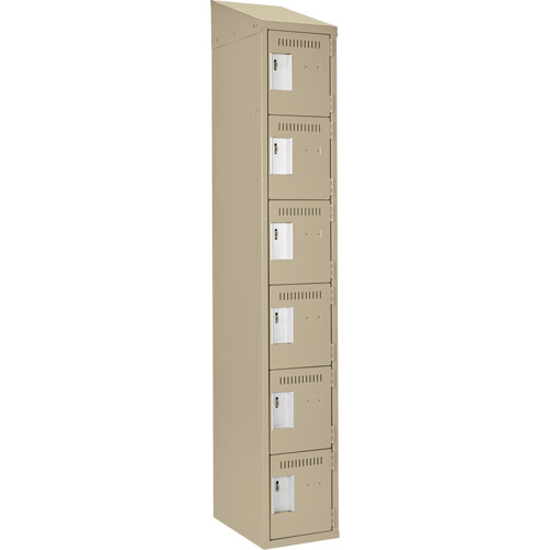 Petits casiers Clean Line, 6 niveaux, 12" x 18" x 78", Acier, Beige, Rivet (assembl&eacute;) Equipex