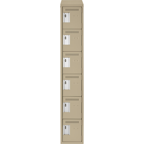 Petits casiers Clean Line, 6 niveaux, 12" x 18" x 78", Acier, Beige, Rivet (assembl&eacute;) Equipex