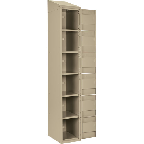 Clean Line Lockerette, 6 -tier, Bank of 4, 48" x 18" x 78", Steel, Beige, Rivet (Assembled) Equipex