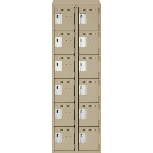 Petits casiers Clean Line, 6 niveaux, Bloc de 2, 24" x 18" x 78", Acier, Beige, Rivet (assembl&eacute;) Equipex
