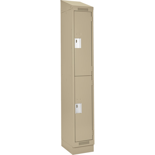 Clean Line Lockers, 2 -tier, 12" x 18" x 82", Steel, Beige, Rivet (Assembled) Equipex