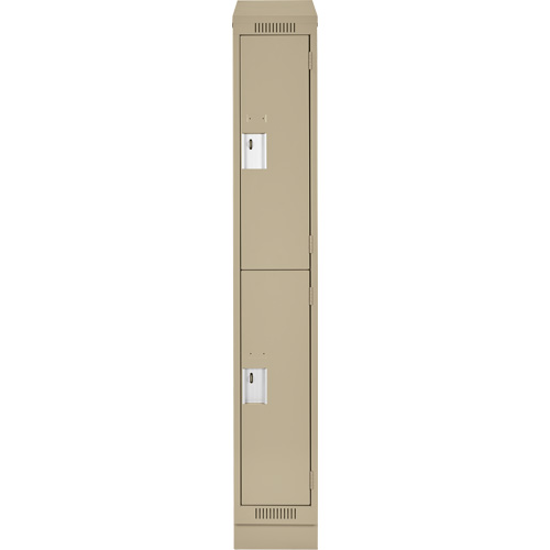 Clean Line Lockers, 2 -tier, 12" x 18" x 82", Steel, Beige, Rivet (Assembled) Equipex