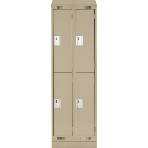 Clean Line Lockers, 2 -tier, Bank of 2, 24" x 18" x 82", Steel, Beige, Rivet (Assembled) Equipex