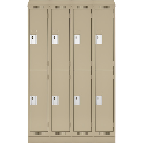 Clean Line Lockers, 2 -tier, Bank of 4, 48" x 18" x 82", Steel, Beige, Rivet (Assembled) Equipex