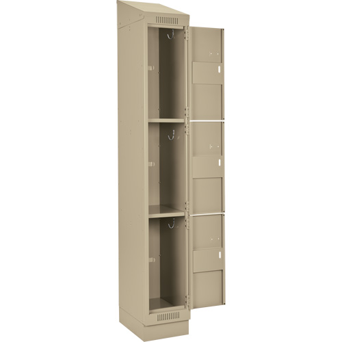 Clean Line Lockers, 3 -tier, Bank of 4, 48" x 18" x 82", Steel, Beige, Rivet (Assembled) Equipex