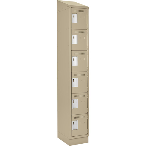 Clean Line Lockerette , 6 -tier, 12" x 18" x 82", Steel, Beige, Rivet (Assembled) Equipex