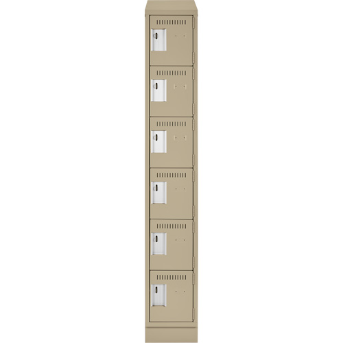 Clean Line Lockerette , 6 -tier, 12" x 18" x 82", Steel, Beige, Rivet (Assembled) Equipex
