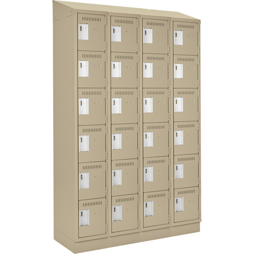 Clean Line Lockerette , 6 -tier, Bank of 4, 48" x 18" x 82", Steel, Beige, Rivet (Assembled) Equipex