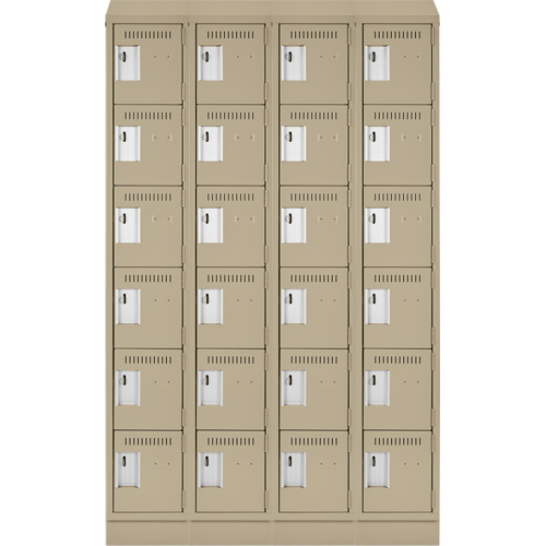 Clean Line Lockerette , 6 -tier, Bank of 4, 48" x 18" x 82", Steel, Beige, Rivet (Assembled) Equipex