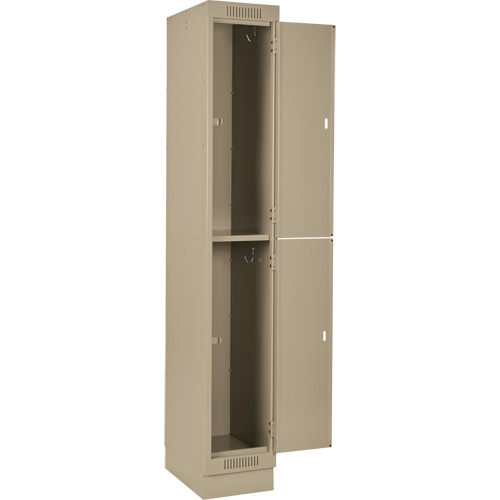 Clean Line Lockers, 2 -tier, Bank of 3, 36" x 18" x 76", Steel, Beige, Rivet (Assembled) Equipex