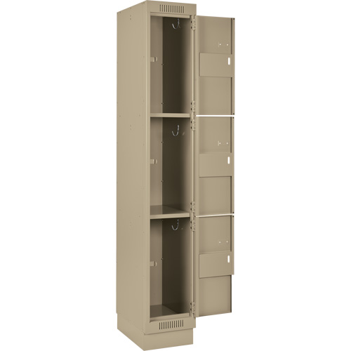 Clean Line Lockers, 3 -tier, Bank of 4, 48" x 18" x 76", Steel, Beige, Rivet (Assembled) Equipex