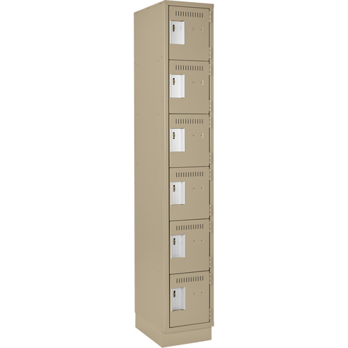 Clean Line Lockerette, 6 -tier, 12" x 18" x 76", Steel, Beige, Rivet (Assembled) Equipex