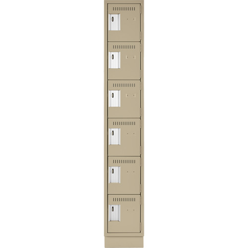 Clean Line Lockerette, 6 -tier, 12" x 18" x 76", Steel, Beige, Rivet (Assembled) Equipex