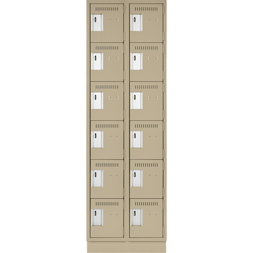 Clean Line Lockerette, 6 -tier, Bank of 2, 24" x 18" x 76", Steel, Beige, Rivet (Assembled) Equipex