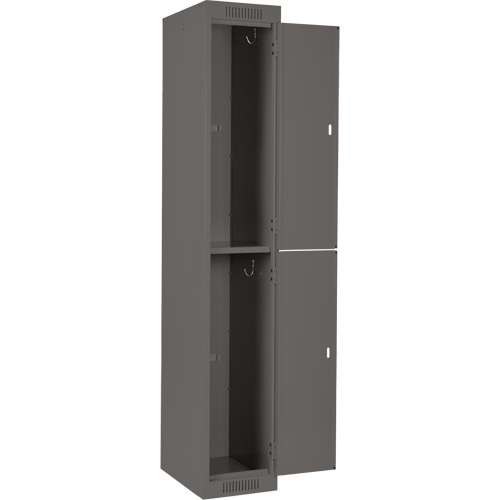 Clean Line Lockers, 2 -tier, Bank of 3, 36" x 18" x 72", Steel, Charcoal, Rivet (Assembled) Equipex