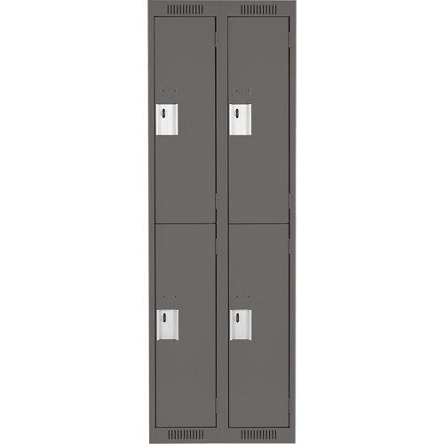Clean Line Lockers, 2 -tier, Bank of 2, 24" x 18" x 72", Steel, Charcoal, Rivet (Assembled) Equipex