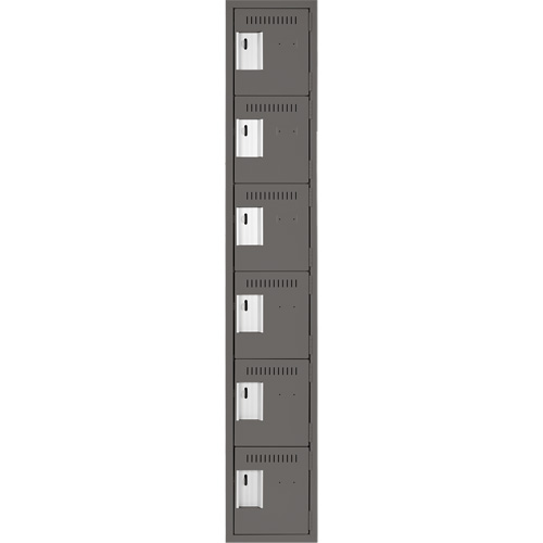 Petits casiers Clean Line, 6 niveaux, 12" x 18" x 72", Acier, Charbon, Rivet (assembl&eacute;) Equipex