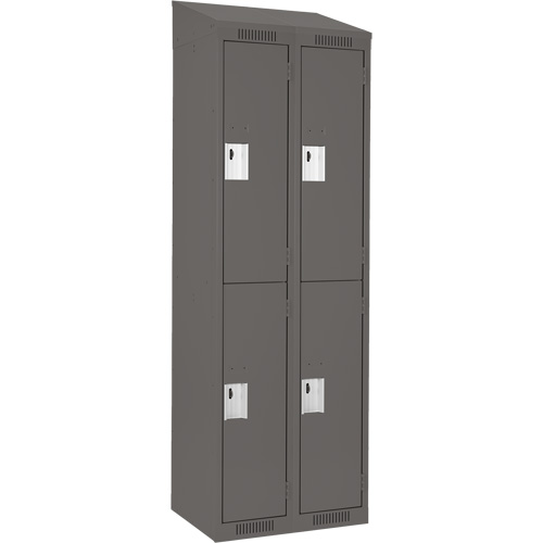 Clean Line Lockers, 2 -tier, Bank of 2, 24" x 18" x 78", Steel, Charcoal, Rivet (Assembled) Equipex