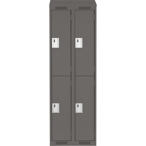 Clean Line Lockers, 2 -tier, Bank of 2, 24" x 18" x 78", Steel, Charcoal, Rivet (Assembled) Equipex