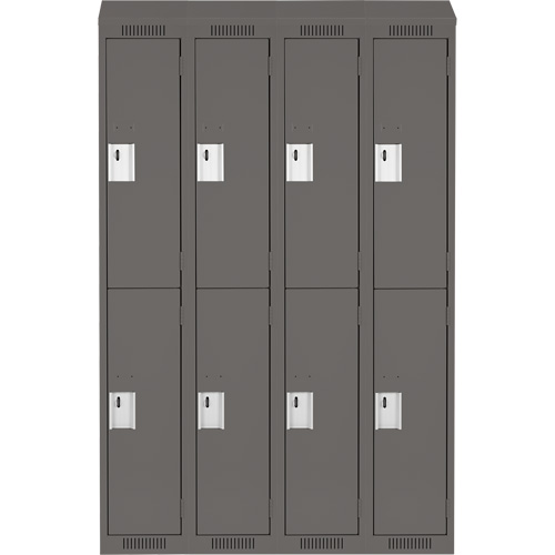 Casiers Clean Line, 2 niveaux, Bloc de 4, 48" x 18" x 78", Acier, Charbon, Rivet (assembl&eacute;) Equipex