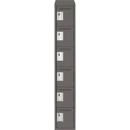 Petits casiers Clean Line, 6 niveaux, 12" x 18" x 78", Acier, Charbon, Rivet (assembl&eacute;) Equipex