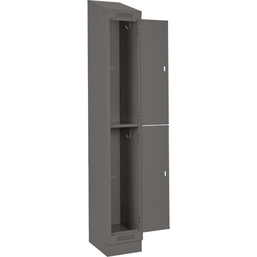 Casiers Clean Line, 2 niveaux, Bloc de 4, 48" x 18" x 82", Acier, Charbon, Rivet (assembl&eacute;) Equipex
