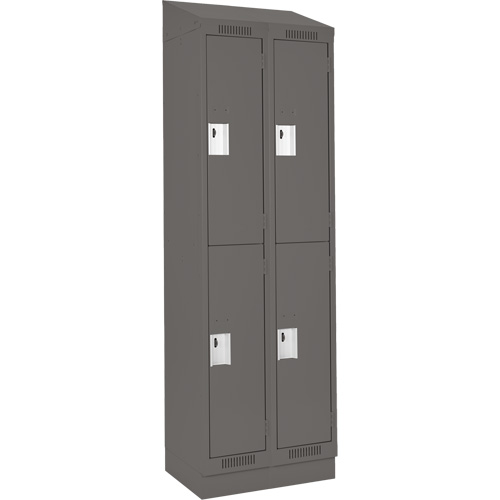 Clean Line Lockers, 2 -tier, Bank of 2, 24" x 18" x 82", Steel, Charcoal, Rivet (Assembled) Equipex