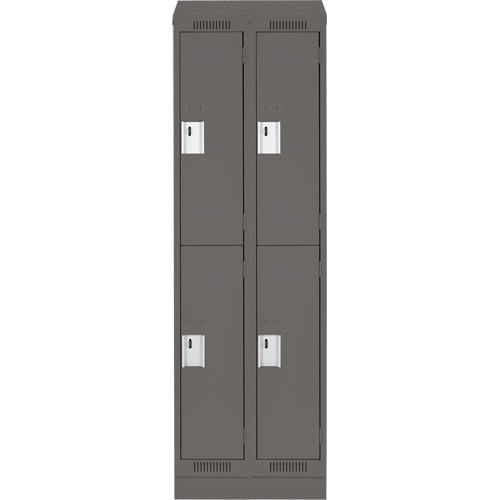 Clean Line Lockers, 2 -tier, Bank of 2, 24" x 18" x 82", Steel, Charcoal, Rivet (Assembled) Equipex