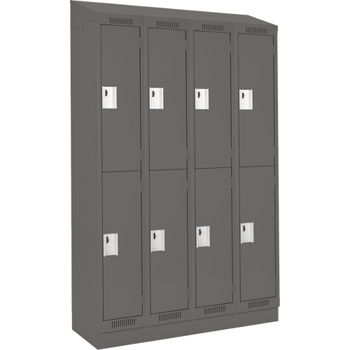 Casiers Clean Line, 2 niveaux, Bloc de 4, 48" x 18" x 82", Acier, Charbon, Rivet (assembl&eacute;) Equipex