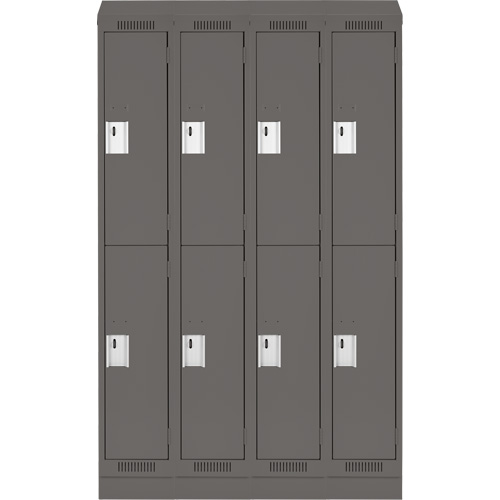 Casiers Clean Line, 2 niveaux, Bloc de 4, 48" x 18" x 82", Acier, Charbon, Rivet (assembl&eacute;) Equipex