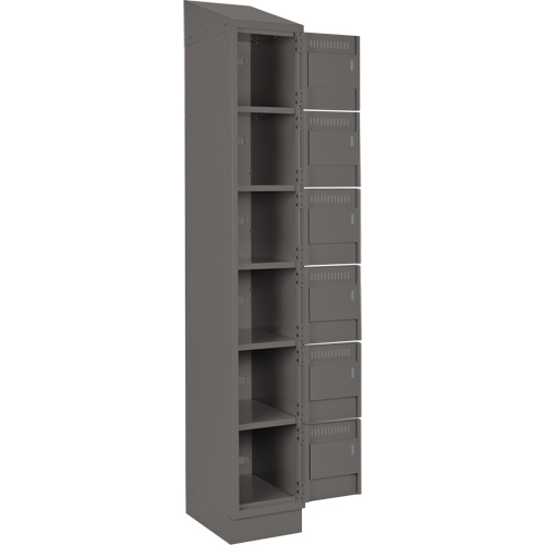 Clean Line Lockerette, 6 -tier, Bank of 4, 48" x 18" x 82", Steel, Charcoal, Rivet (Assembled) Equipex