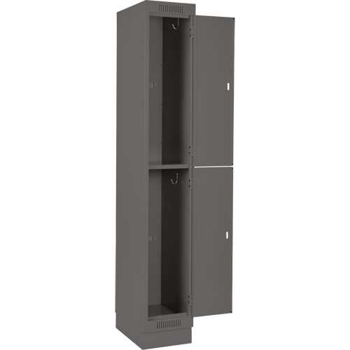 Clean Line Lockers, 2 -tier, Bank of 4, 48" x 18" x 76", Steel, Charcoal, Rivet (Assembled) Equipex