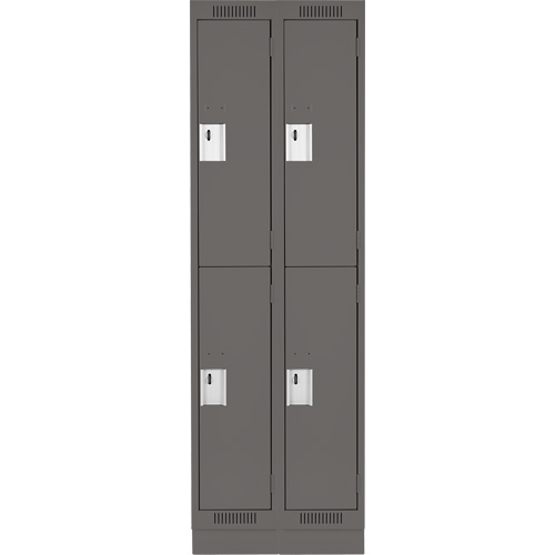Clean Line Lockers, 2 -tier, Bank of 2, 24" x 18" x 76", Steel, Charcoal, Rivet (Assembled) Equipex