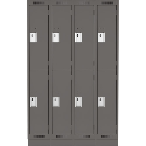 Clean Line Lockers, 2 -tier, Bank of 4, 48" x 18" x 76", Steel, Charcoal, Rivet (Assembled) Equipex