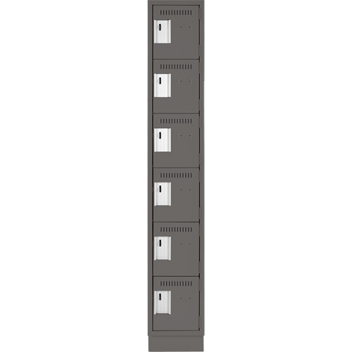 Clean Line Lockerette, 6 -tier, 12" x 18" x 76", Steel, Charcoal, Rivet (Assembled) Equipex