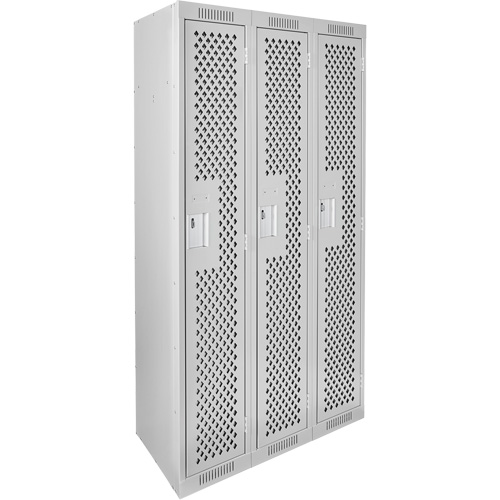 Casiers Clean Line, Bloc de 3, 36" x 12" x 72", Acier, Gris, Rivet (assembl&eacute;), Perfor&eacute; Equipex