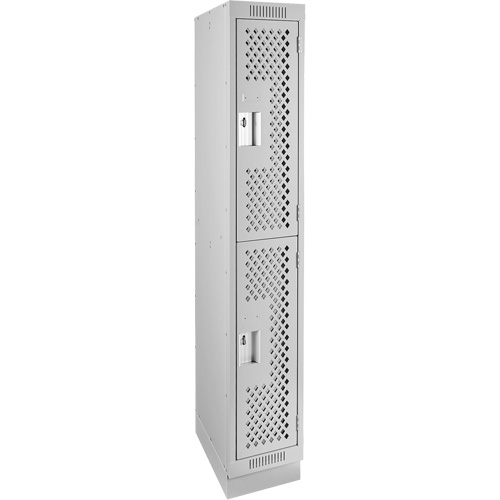 Casiers Clean Line, 2 niveaux, 12" x 12" x 76", Acier, Gris, Rivet (assembl&eacute;), Perfor&eacute; Equipex