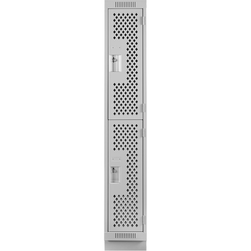 Casiers Clean Line, 2 niveaux, 12" x 12" x 76", Acier, Gris, Rivet (assembl&eacute;), Perfor&eacute; Equipex