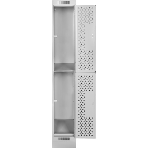 Casiers Clean Line, 2 niveaux, 12" x 12" x 76", Acier, Gris, Rivet (assembl&eacute;), Perfor&eacute; Equipex