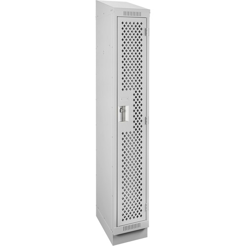 Clean Line Lockers, 12" x 12" x 82", Steel, Grey, Rivet (Assembled), Perforated Equipex