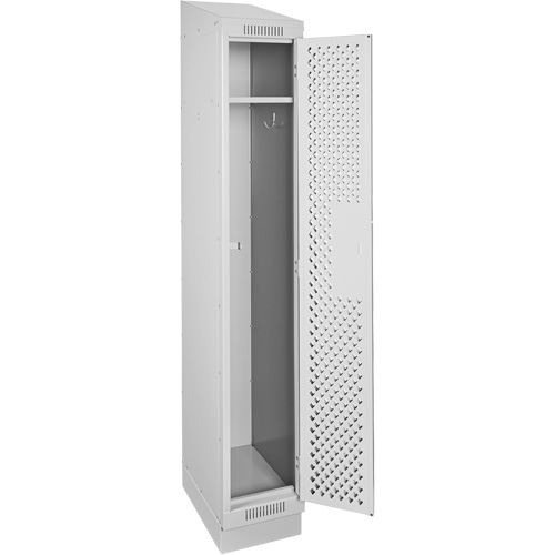 Clean Line Lockers, 12" x 12" x 82", Steel, Grey, Rivet (Assembled), Perforated Equipex