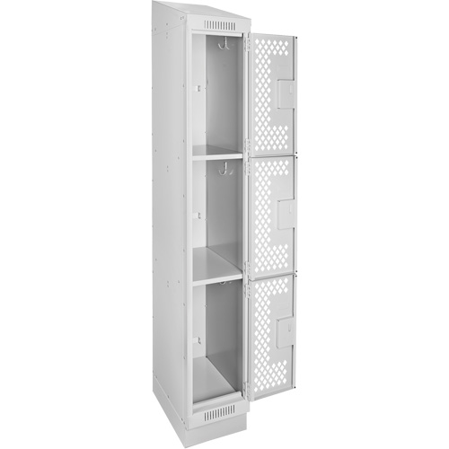 Casiers Clean Line, 3 niveaux, 12" x 15" x 82", Acier, Gris, Rivet (assembl&eacute;), Perfor&eacute; Equipex