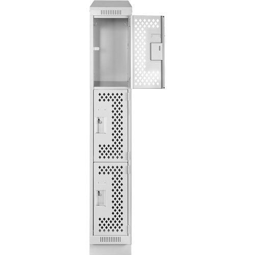 Casiers Clean Line, 3 niveaux, 12" x 15" x 82", Acier, Gris, Rivet (assembl&eacute;), Perfor&eacute; Equipex