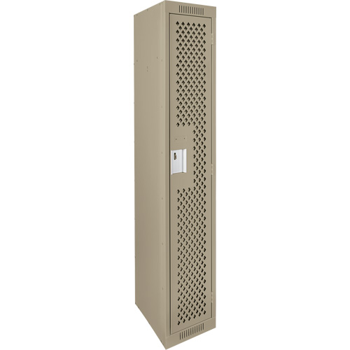 Clean Line Lockers, 12" x 12" x 72", Steel, Beige, Rivet (Assembled), Perforated Equipex