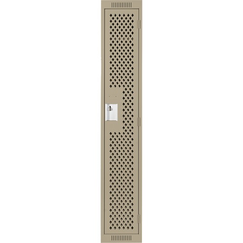 Clean Line Lockers, 12" x 12" x 72", Steel, Beige, Rivet (Assembled), Perforated Equipex