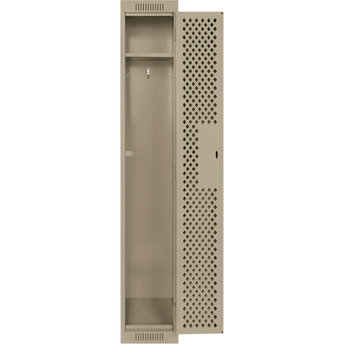 Clean Line Lockers, 12" x 12" x 72", Steel, Beige, Rivet (Assembled), Perforated Equipex
