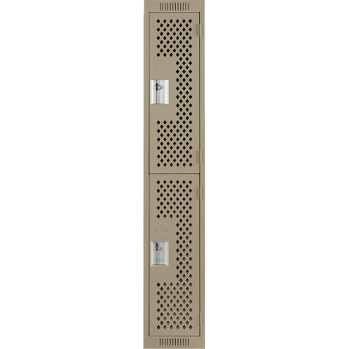 Casiers Clean Line, 2 niveaux, 12" x 15" x 72", Acier, Beige, Rivet (assembl&eacute;), Perfor&eacute; Equipex