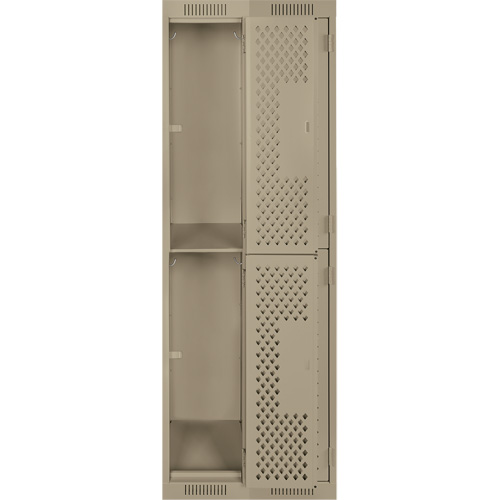 Casiers Clean Line, 2 niveaux, Bloc de 2, 24" x 15" x 72", Acier, Beige, Rivet (assembl&eacute;), Perfor&eacute; Equipex