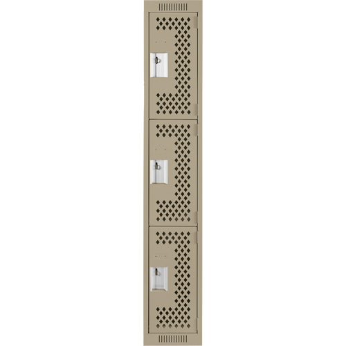 Casiers Clean Line, 3 niveaux, 12" x 12" x 72", Acier, Beige, Rivet (assembl&eacute;), Perfor&eacute; Equipex
