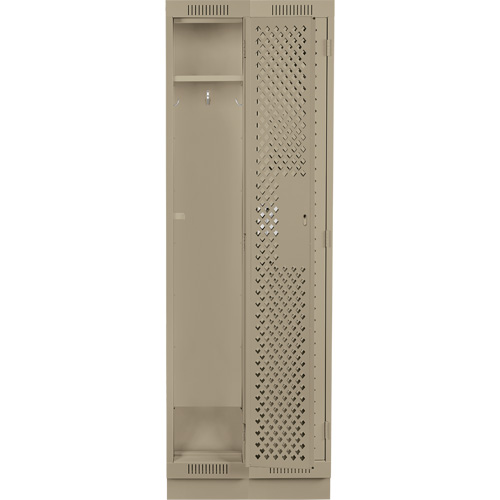 Clean Line Lockers, Bank of 2, 24" x 15" x 76", Steel, Beige, Rivet (Assembled), Perforated Equipex